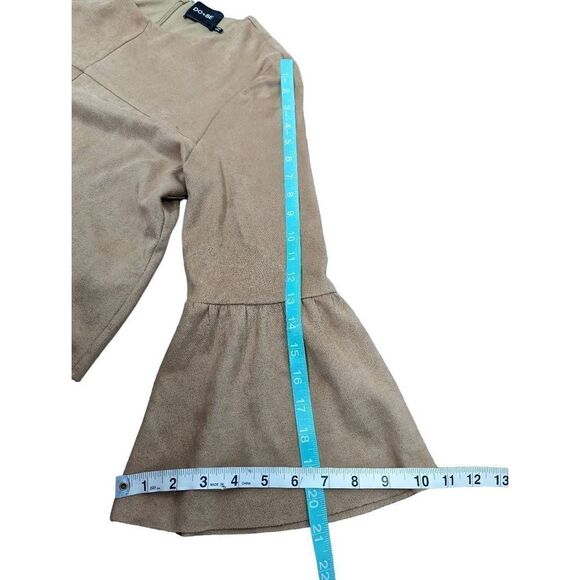 DO + BE bell ruffled sleeve faux suede Medium - Picture 3 of 6